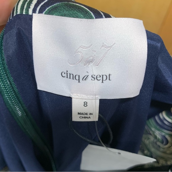 Cinq a Sept Kacydie Dark Emerald Multi Dress - Size 8 - Picture 6 of 6